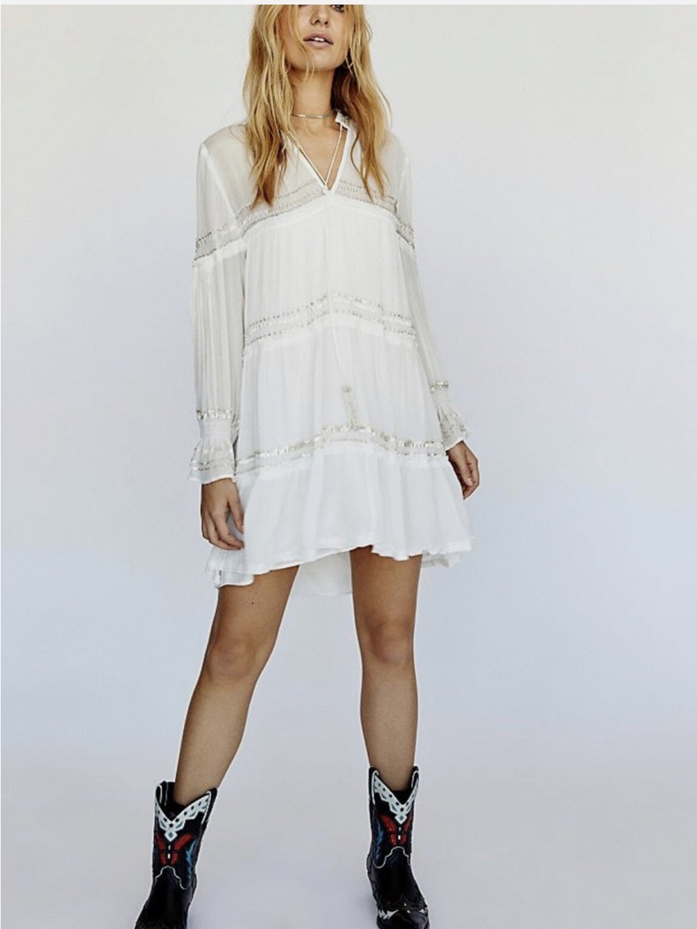 White Free People Sequin Solstice Mini Dress XS